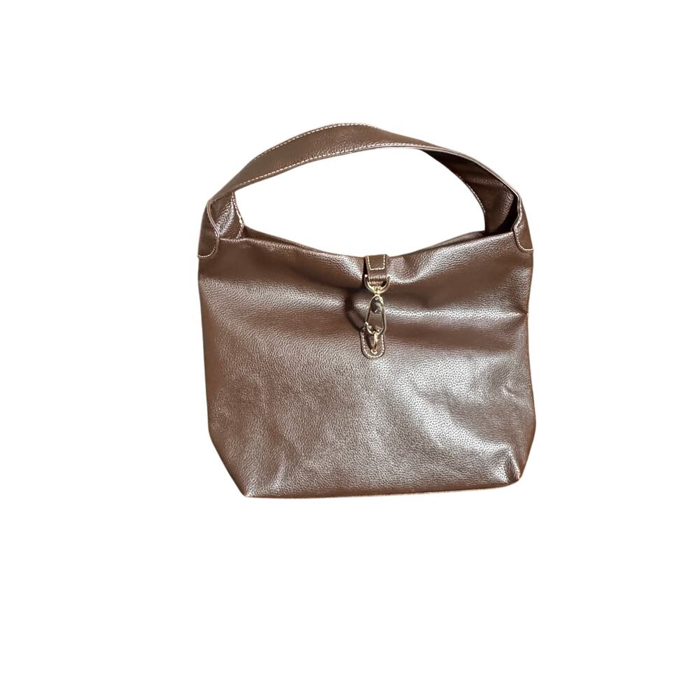 Brand New Brown vegan Leather hobo tote bag with gold Hardware